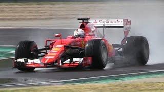 Sebastian Vettel Testing New 2017 Pirelli Wet Tyres On a Modified Ferrari SF15-T F1 Car